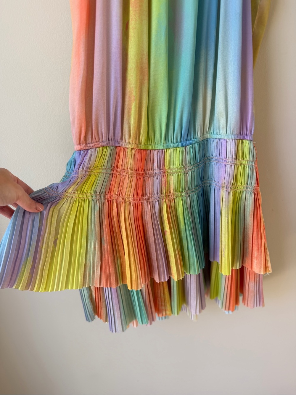 Current Air Cara Pleated Mini Dress Pastel Rainbow Colorful Size Medium Swing - Picture 16 of 16
